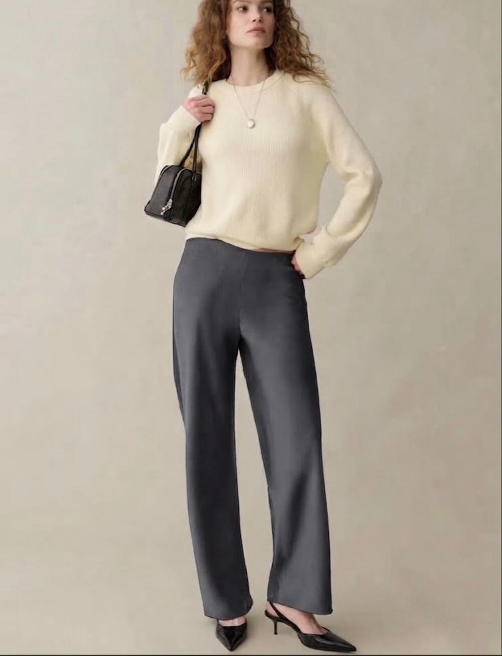 New kourt Mina few moda gray satin pants $197 sz S
